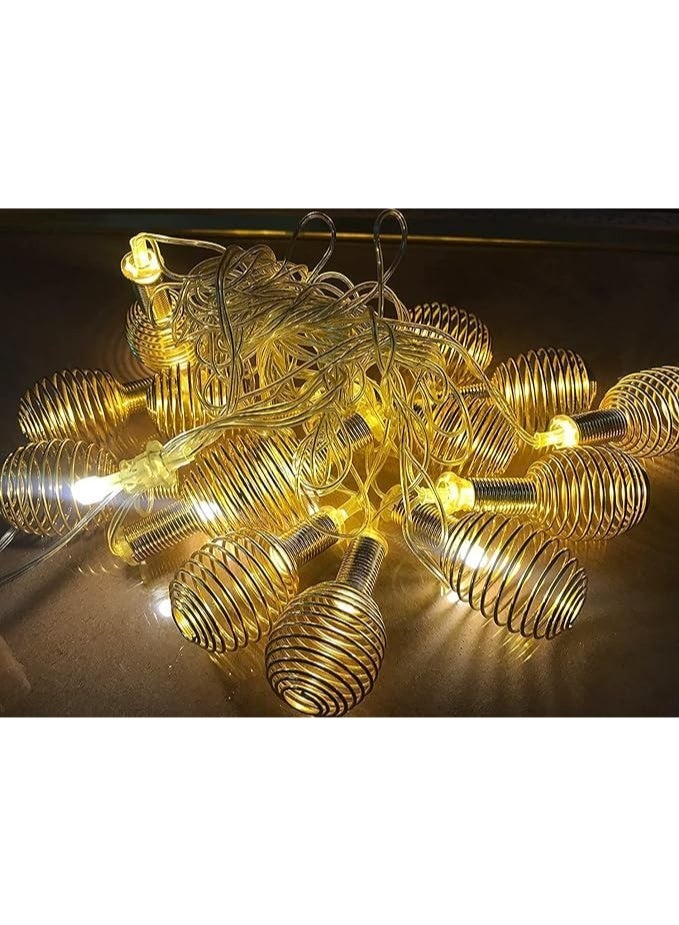 زوبا فرع زينة رمضان من النحاس على شكل لمبات LED، تصميم شبكي ذهبي، إضاءة زينة للحفلات والديكور المنزلي، مع نمط قطرات الماء المضيئة - Image 2